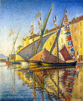 (image for) Handmade oil painting Copy paintings of famous artists Paul Signac's painting,Tartans with Flags, Opus
